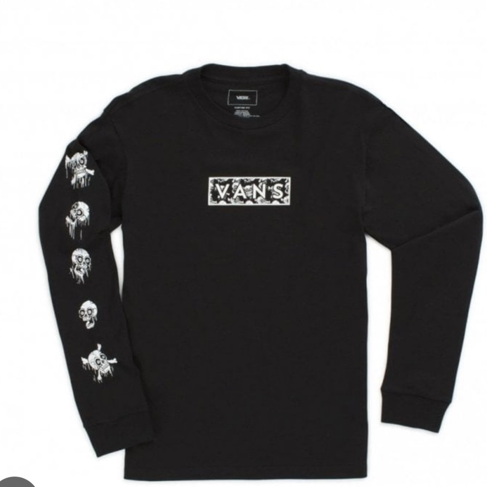 Vans Black Long Sleeve Glow In The Dark. Black Logo Short Sleeve& Vans Crew 🧦 - Picture 2 of 13
